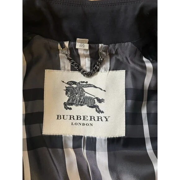 Burberry London Black Mid Length Trench Coat Size 6 - Picture 5 of 13